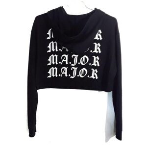 La SENZA Black Graphic Cropped Hoodie XS